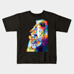 Lion Wpap Pop Art Kids T-Shirt